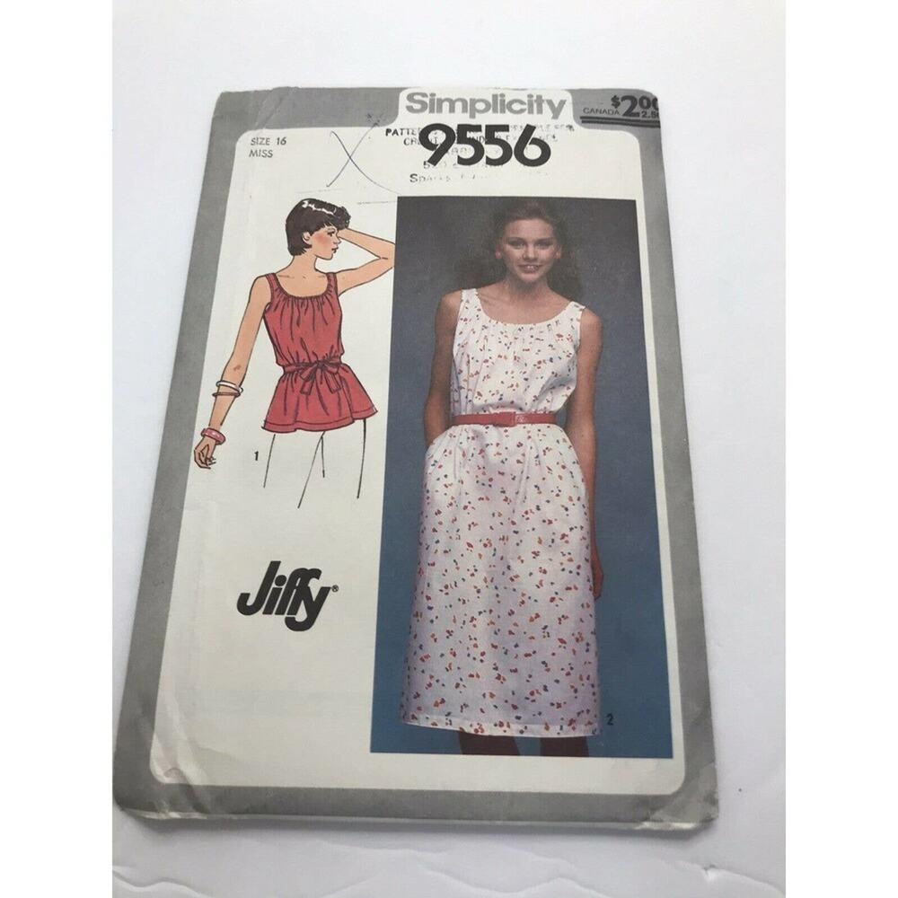 Simplicity 9556 Dress Vintage Sewing Pattern Size 16 Uncut